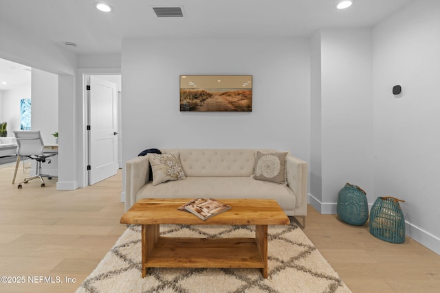 living room with light wood-type flooring