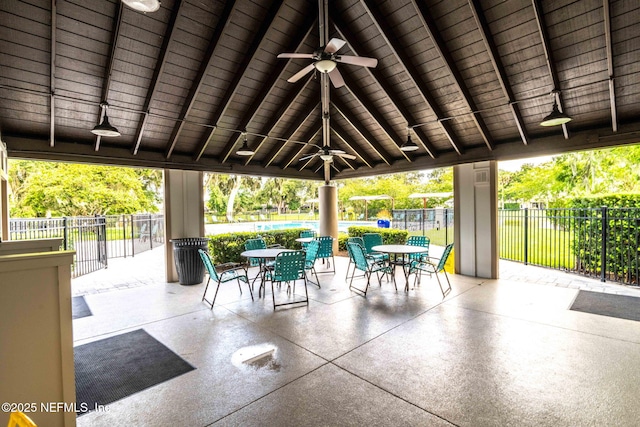 view of patio / terrace with a gazebo and ceiling fan