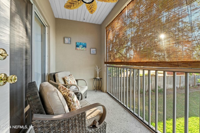 balcony with ceiling fan