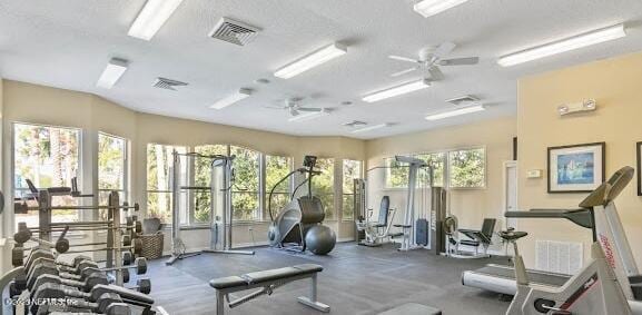 gym with ceiling fan