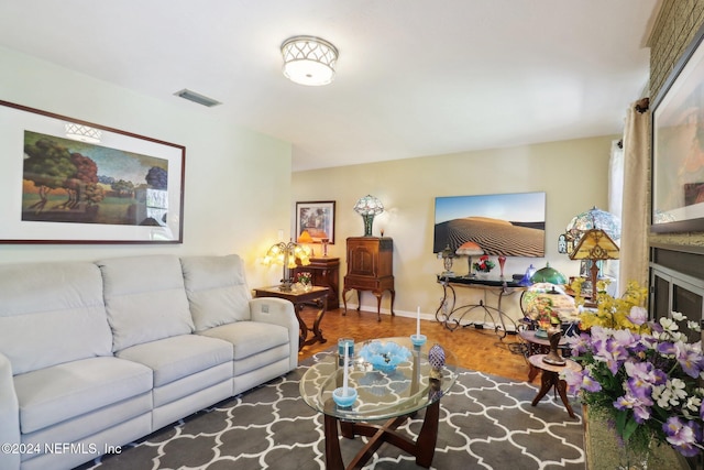 living room with hardwood / wood-style flooring