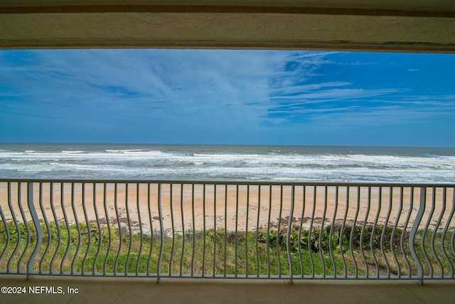 view of water feature featuring a view of the beach