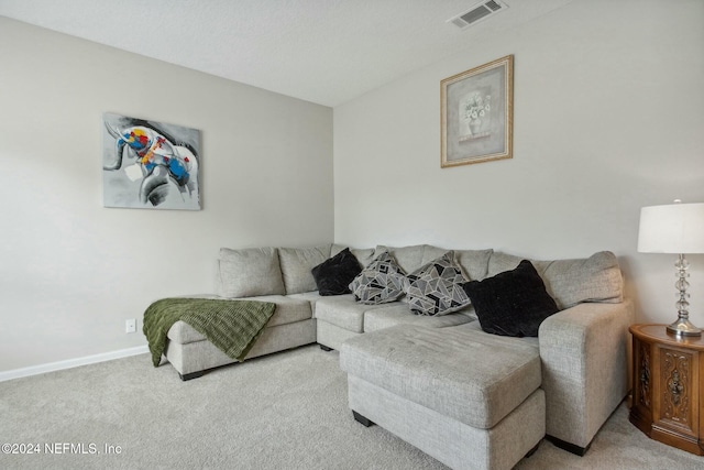 living room with light carpet