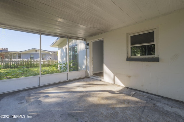 view of unfurnished sunroom