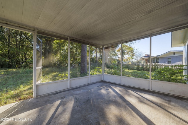 view of unfurnished sunroom