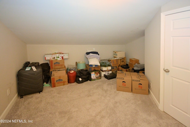 additional living space with light carpet and lofted ceiling