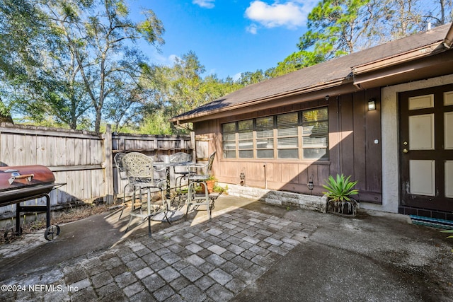 view of patio with area for grilling