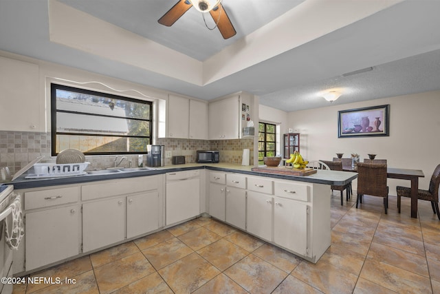 kitchen with dishwasher, white cabinets, and sink