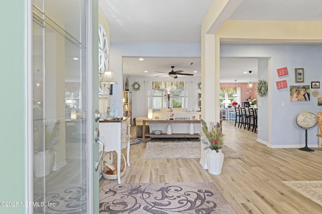 entrance foyer with light hardwood / wood-style floors