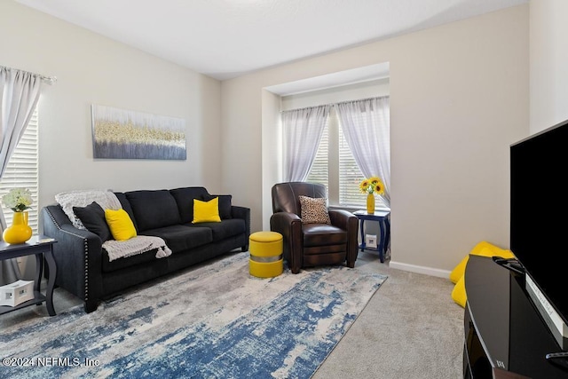 living room featuring carpet flooring