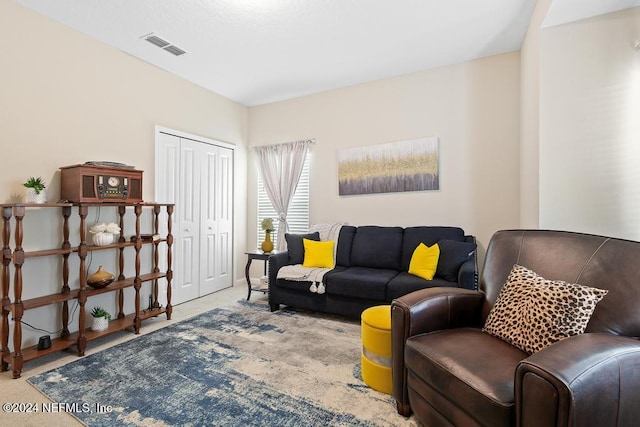 living room featuring carpet flooring