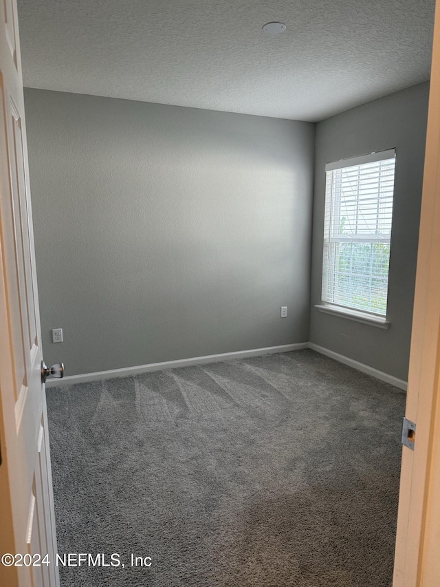 carpeted spare room with a textured ceiling