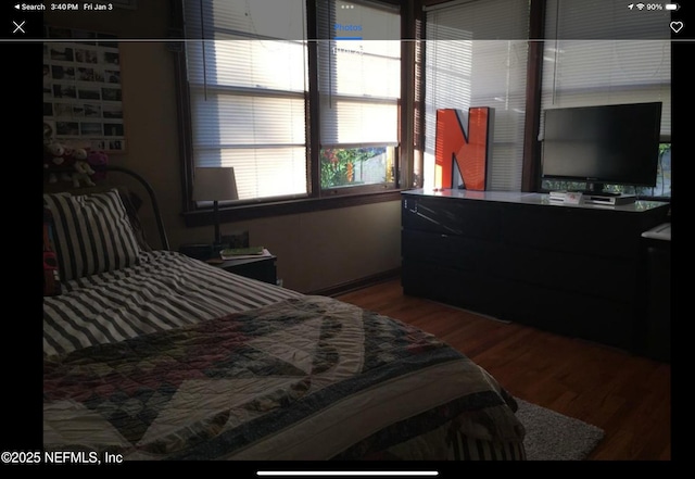 bedroom with wood-type flooring