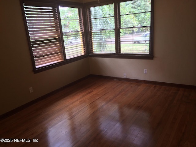 empty room with hardwood / wood-style flooring and plenty of natural light