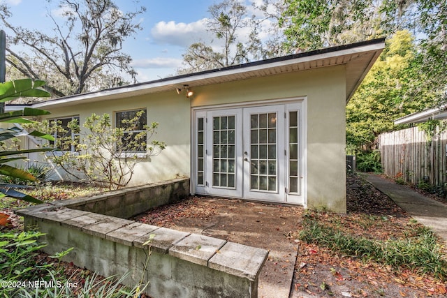 exterior space featuring french doors