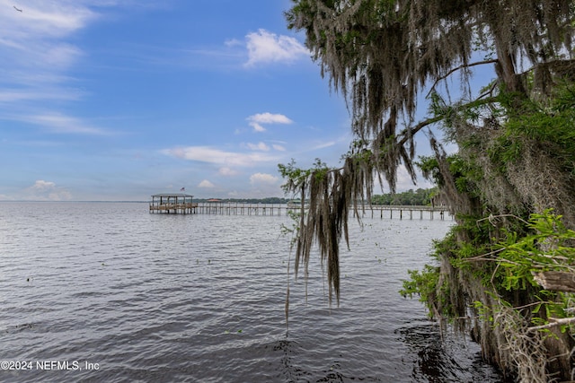 property view of water featuring a dock