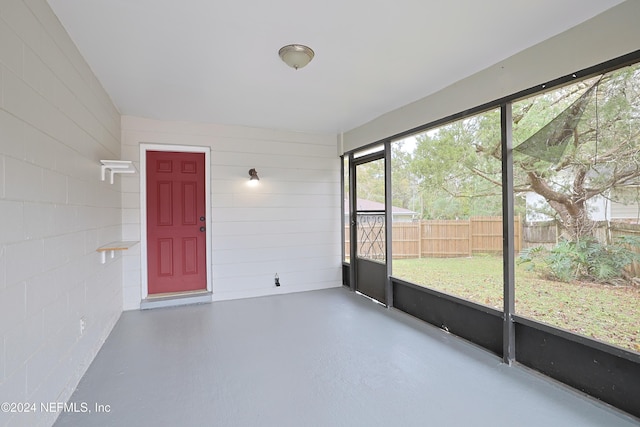 view of unfurnished sunroom