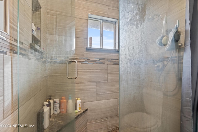 bathroom featuring walk in shower