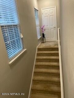 stairs featuring hardwood / wood-style flooring