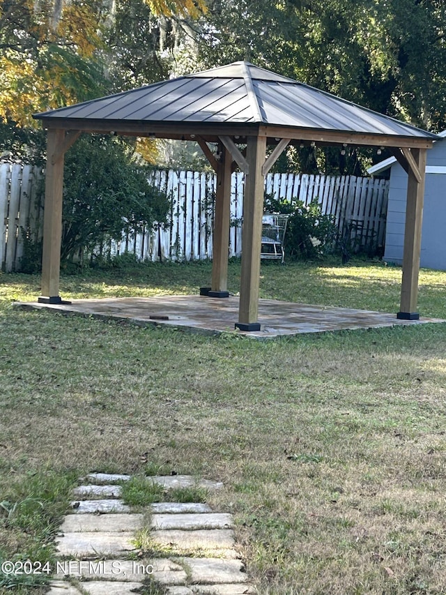 view of yard featuring a gazebo