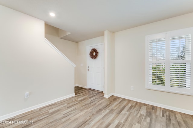 foyer entrance featuring light wood-type flooring