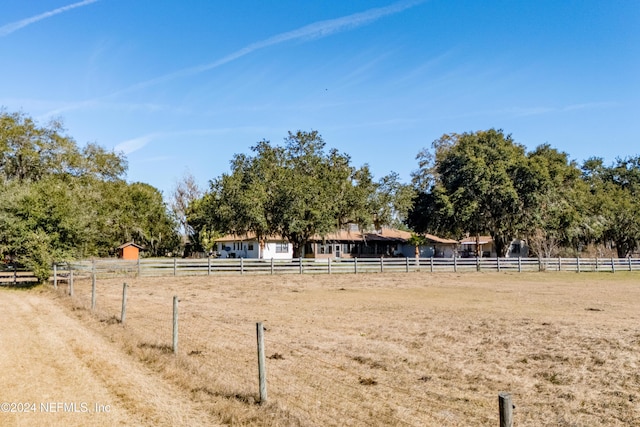 view of yard with a rural view