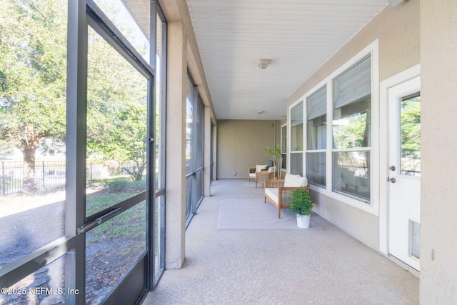 view of unfurnished sunroom