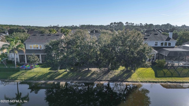 bird's eye view featuring a water view