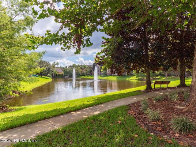 view of property's community with a water view