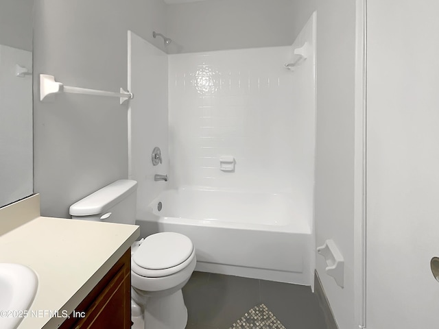 full bathroom with vanity, tile patterned flooring, toilet, and shower / bath combination