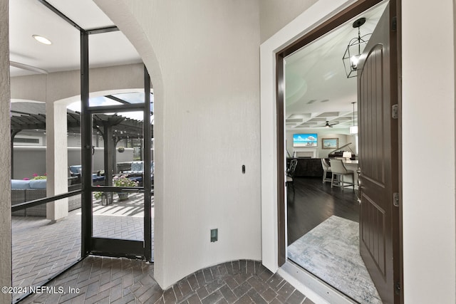 interior space featuring ceiling fan