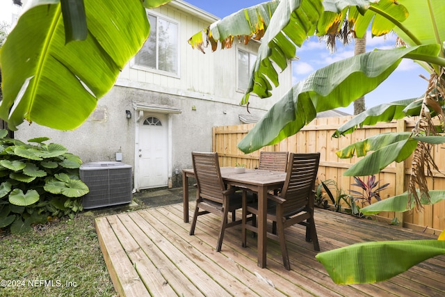 wooden terrace featuring central AC