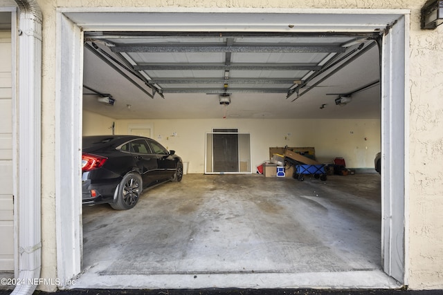 garage with a garage door opener