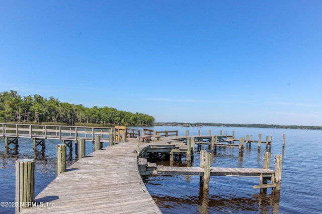 view of dock featuring a water view