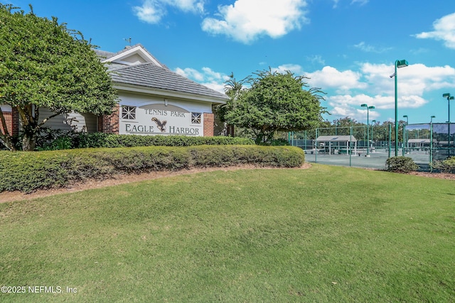 surrounding community featuring a yard and fence