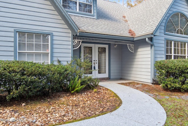 property entrance with french doors