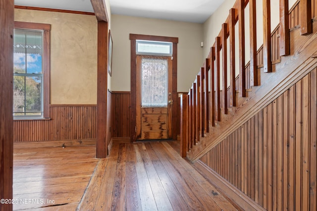 foyer with hardwood / wood-style floors