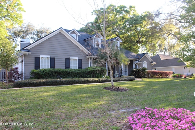 cape cod home featuring a front lawn