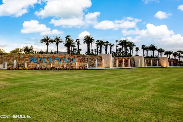 view of community featuring a lawn