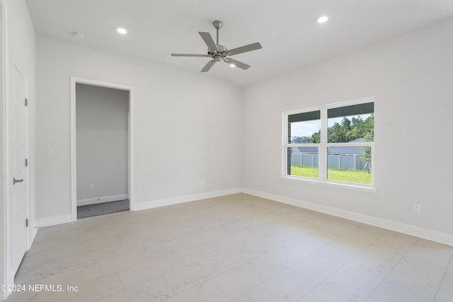 unfurnished room with ceiling fan