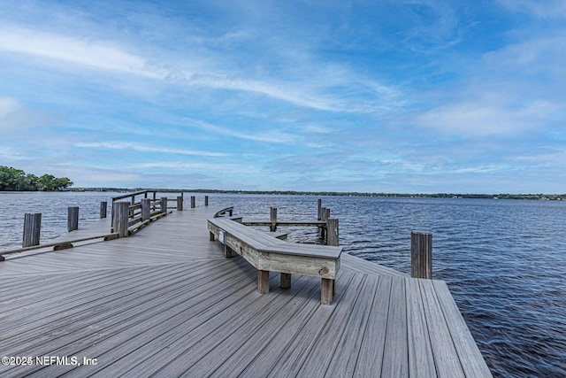 view of dock featuring a water view