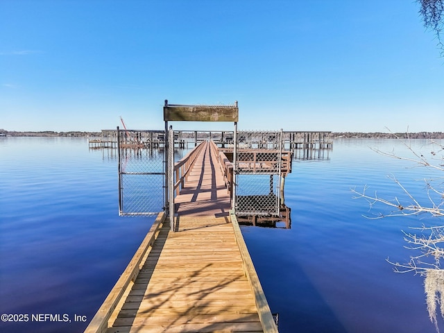 view of dock featuring a water view