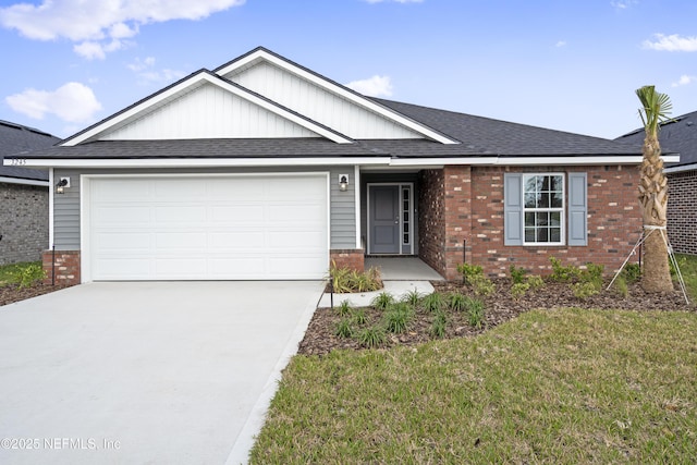 3245 Winding Creek Pl, Green Cove Springs, FL 32043 - single story home featuring an attached garage, a front lawn, concrete driveway, and brick siding