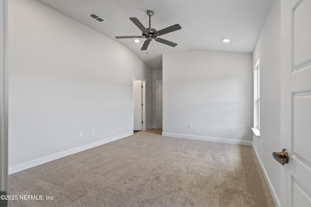 3245 Winding Creek Pl, Green Cove Springs, FL 32043 - unfurnished bedroom with carpet, lofted ceiling, baseboards, visible vents, and recessed lighting