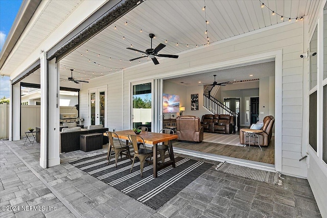 view of patio featuring french doors