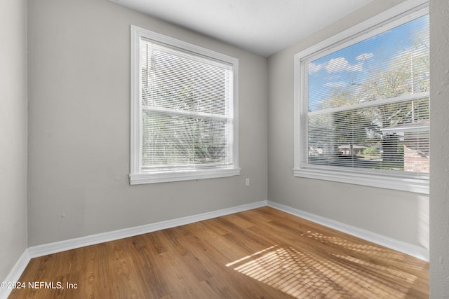 spare room with a wealth of natural light and hardwood / wood-style floors