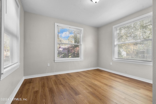 unfurnished room with a healthy amount of sunlight and wood-type flooring