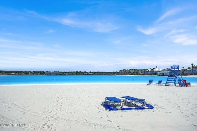 view of water feature with a view of the beach