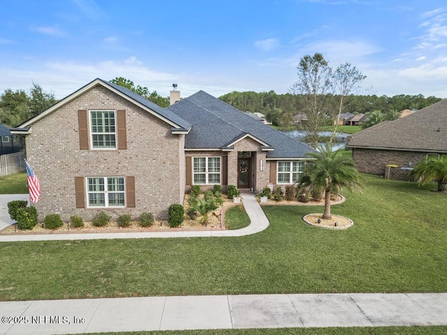 view of front of property with a front lawn