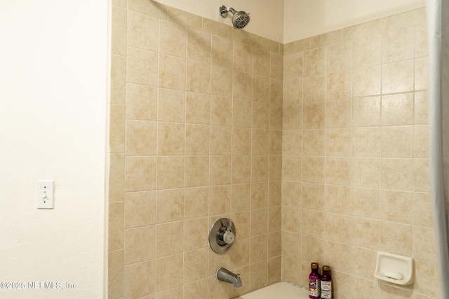 interior details featuring tiled shower / bath combo